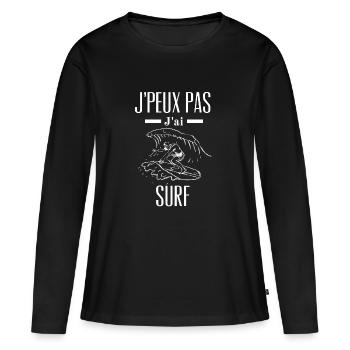 J'peux pas j'ai surf - surfeuse - humour - sport - T-shirt manches longues Premium bio Femme - noir - Devant - Julia (174cm)