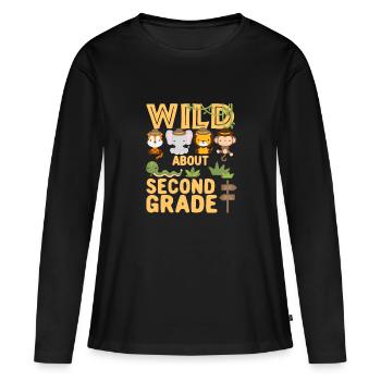 Wild About Second Grade 2nd Back To School Klassen - T-shirt manches longues Premium bio Femme - noir - Devant - Julia (174cm)