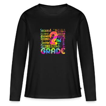Tie Dye 2nd Grade Typography Team Teacher Second - T-shirt manches longues Premium bio Femme - noir - Devant - Julia (174cm)