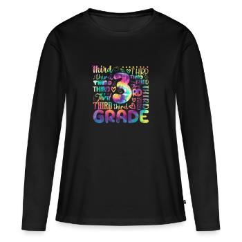 Tie Dye 3. Klasse Typografie Team Dritte Klasse - Frauen Premium Bio Langarmshirt - Schwarz - Vorne - Julia (174cm)