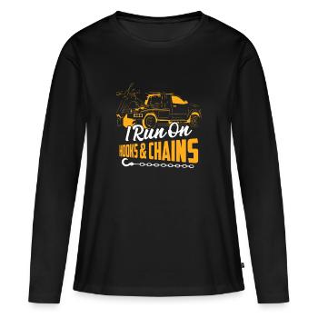 I Run On Hooks & Chains Trucking Tow Truck Driver - Women's Premium Organic Long Sleeve Shirt - black - Front - Julia (174cm)
