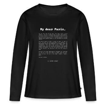 Déclaration d’amour à Paris Français - T-shirt manches longues Premium bio Femme - noir - Devant - Julia (174cm)