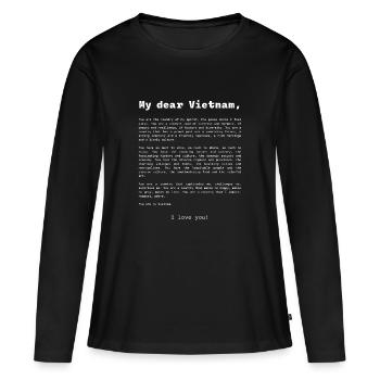Déclaration d’amour au Vietnam - T-shirt manches longues Premium bio Femme - noir - Devant - Julia (174cm)