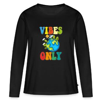 Vibes Only - Women's Premium Organic Long Sleeve Shirt - black - Front - Julia (174cm)