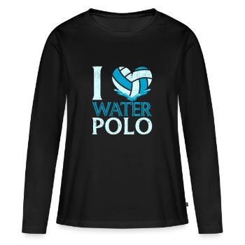 I Love Water Polo Heart Vintage Funny Water - Women's Premium Organic Long Sleeve Shirt - black - Front - Julia (174cm)