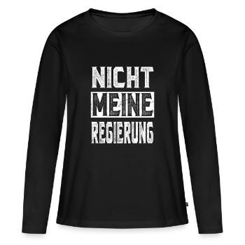 Nicht Meine Regierung - Protest Demo Shirt - Frauen Premium Bio Langarmshirt - Schwarz - Vorne - Julia (174cm)