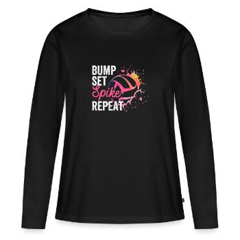 Bump Set Spike Répéter Funny Volleyball Lover - T-shirt manches longues Premium bio Femme - noir - Devant - Julia (174cm)