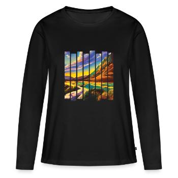 Randonnée en montagne Randonneurs en montagne Randonnées en montagne - T-shirt manches longues Premium bio Femme - noir - Devant - Julia (174cm)