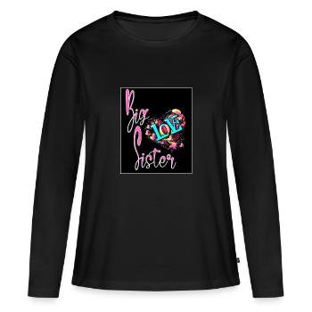 GROSSE SCHWESTER,T-SHIRT - Frauen Premium Bio Langarmshirt - Schwarz - Vorne - Julia (174cm)