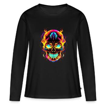 Edgy et alternatif: Crâne gothique - T-shirt manches longues Premium bio Femme - noir - Devant - Julia (174cm)