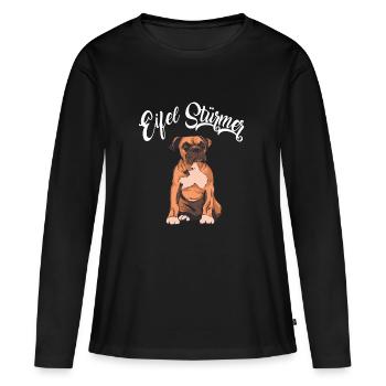 Eifel Stürmer Hund - Frauen Premium Bio Langarmshirt - Schwarz - Vorne - Julia (174cm)