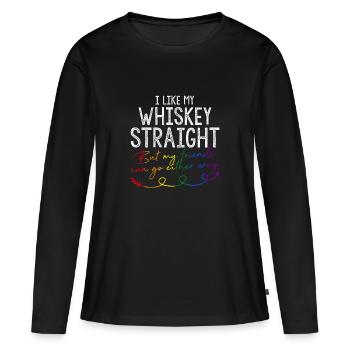 Like My Whiskey Hetero Freunde LGBTQ Gay Pride - Frauen Premium Bio Langarmshirt - Schwarz - Vorne - Julia (174cm)