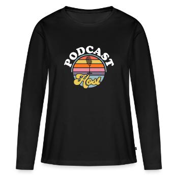 Podcasteur Podcast - T-shirt manches longues Premium bio Femme - noir - Devant - Julia (174cm)