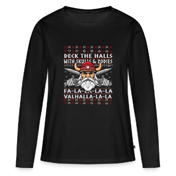 Viking Noël Noël vikings Normande Noël nordique - T-shirt manches longues Premium bio Femme - noir - Devant - Julia (174cm)