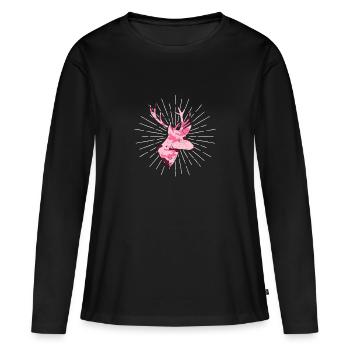 Camouflage de chasse au cerf Camouflage de cerf de cerf - T-shirt manches longues Premium bio Femme - noir - Devant - Julia (174cm)