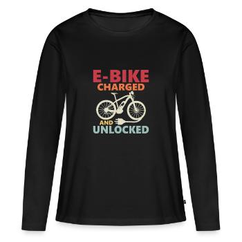 E-Bike chargé et déverrouillé Pedelec Electric - T-shirt manches longues Premium bio Femme - noir - Devant - Julia (174cm)
