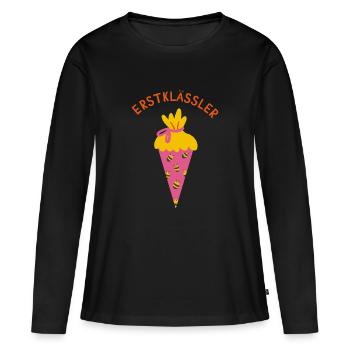Schultüte Erstklässler - Frauen Premium Bio Langarmshirt - Schwarz - Vorne - Julia (174cm)
