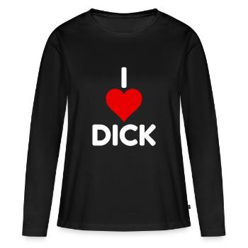 Drôle de grossier j’aime Dick - T-shirt manches longues Premium bio Femme - noir - Devant - Julia (174cm)