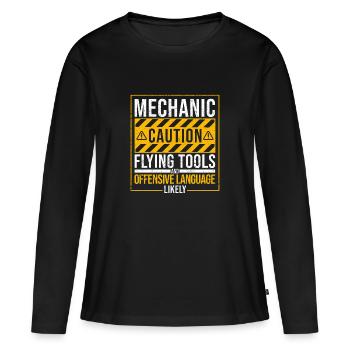 Mécanique Avertissement Outils volants Offensive - T-shirt manches longues Premium bio Femme - noir - Devant - Julia (174cm)