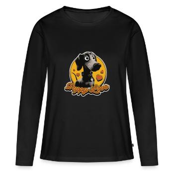 Chiot noir - T-shirt manches longues Premium bio Femme - noir - Devant - Julia (174cm)