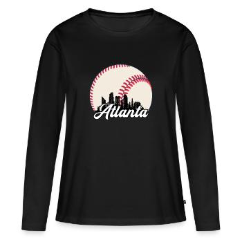 Atlanta Baseball Skyline Atlanta Stadtbild - Frauen Premium Bio Langarmshirt - Schwarz - Vorne - Julia (174cm)