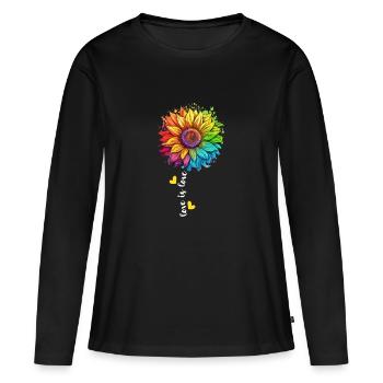 Rainbow Sunflower LGBTQ Lover Pride Community Pun - T-shirt manches longues Premium bio Femme - noir - Devant - Julia (174cm)