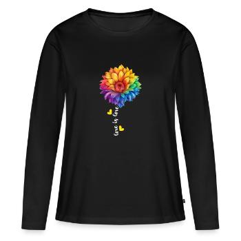 Rainbow Sunflower Lover LGBTQ Community Lesbian - T-shirt manches longues Premium bio Femme - noir - Devant - Julia (174cm)