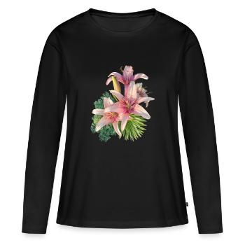 Lys rose - T-shirt manches longues Premium bio Femme - noir - Devant - Julia (174cm)