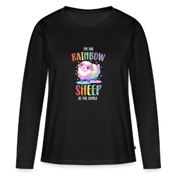 Rainbow Sheep LGBTQ Transgender Pride Community - T-shirt manches longues Premium bio Femme - noir - Devant - Julia (174cm)