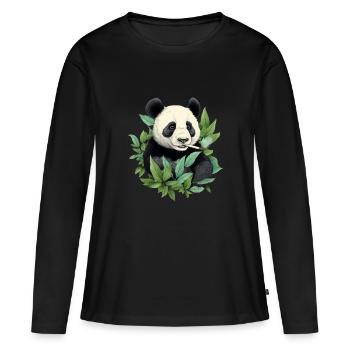 Pandabär rauchen - Frauen Premium Bio Langarmshirt - Schwarz - Vorne - Julia (174cm)
