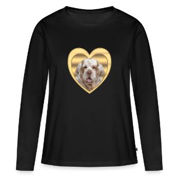 Clumber Spaniel - Dog Lover - Dog Heart - Women's Premium Organic Long Sleeve Shirt - black - Front - Julia (174cm)