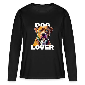 Amant des chiens American Stafford - T-shirt manches longues Premium bio Femme - noir - Devant - Julia (174cm)