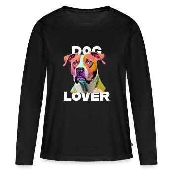 Amant des chiens American Stafford - T-shirt manches longues Premium bio Femme - noir - Devant - Julia (174cm)