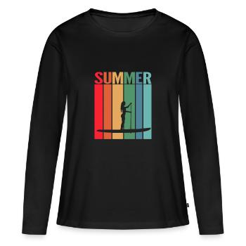 Retro SUP Standup Paddle Board Cadeau d’été - T-shirt manches longues Premium bio Femme - noir - Devant - Julia (174cm)