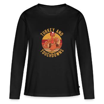 La Turquie et les touchdowns drôle de jour de Thanksgiving - T-shirt manches longues Premium bio Femme - noir - Devant - Julia (174cm)