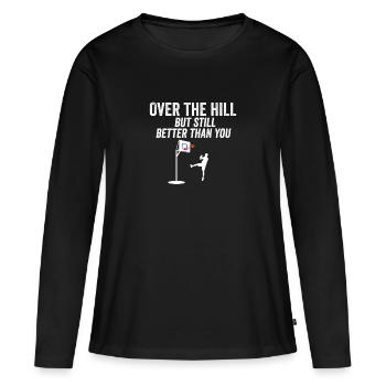 Funny Over The Hill Basketball 30e 40e B-Day Fun - T-shirt manches longues Premium bio Femme - noir - Devant - Julia (174cm)