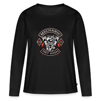 Citation drôle Devis en détresse payé pour obtenir un mech haut - T-shirt manches longues Premium bio Femme - noir - Devant - Julia (174cm)