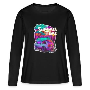 summer time - van life - vacances - T-shirt manches longues Premium bio Femme - noir - Devant - Julia (174cm)