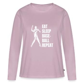Joueur de baseball Équipe de baseball - T-shirt manches longues Premium bio Femme - rose poudré - Devant - Julia (174cm)