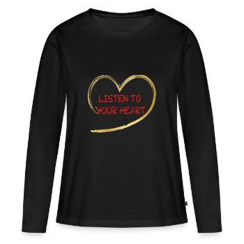 HEART 1 - Frauen Premium Bio Langarmshirt - Schwarz - Vorne - Julia (174cm)