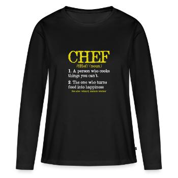 Description du chef Cuisine culinaire amusante - T-shirt manches longues Premium bio Femme - noir - Devant - Julia (174cm)