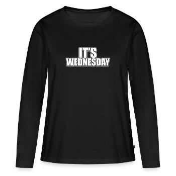 Lustig, es ist Mittwoch Scherzkeks Tag der Woche Wortspiel - Frauen Premium Bio Langarmshirt - Schwarz - Vorne - Julia (174cm)