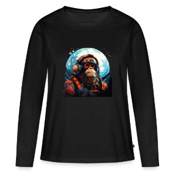 Outer Space Ape - Ape into the Galaxy Space Monkey - Women's Premium Organic Long Sleeve Shirt - black - Front - Julia (174cm)