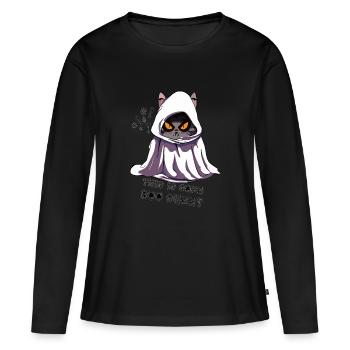 Ceci est un fantôme de chat boo sheet - T-shirt manches longues Premium bio Femme - noir - Devant - Julia (174cm)