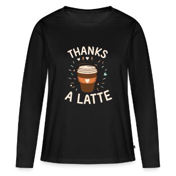 Merci A Latte - T-shirt manches longues Premium bio Femme - noir - Devant - Julia (174cm)