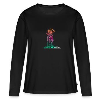 Trekking Randonneurs Randonnées Backpackers - T-shirt manches longues Premium bio Femme - noir - Devant - Julia (174cm)