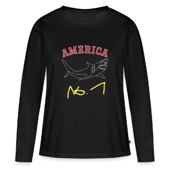 Amérique - T-shirt manches longues Premium bio Femme - noir - Devant - Julia (174cm)