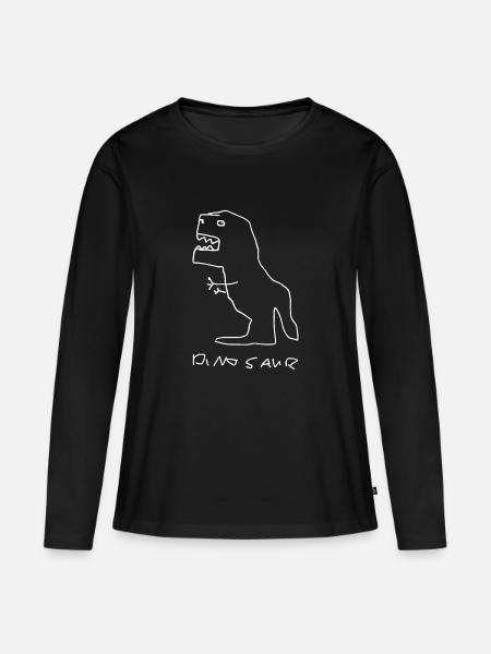 Dinosaurier - Frauen Premium Bio Langarmshirt - Schwarz