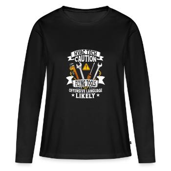 HVAC Tech Caution Installateur d’outils volants Technicia - T-shirt manches longues Premium bio Femme - noir - Devant - Julia (174cm)