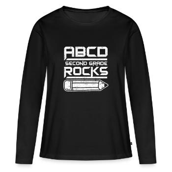 ABCD Second Grade Rocks 100e jour d’école Deuxième - T-shirt manches longues Premium bio Femme - noir - Devant - Julia (174cm)